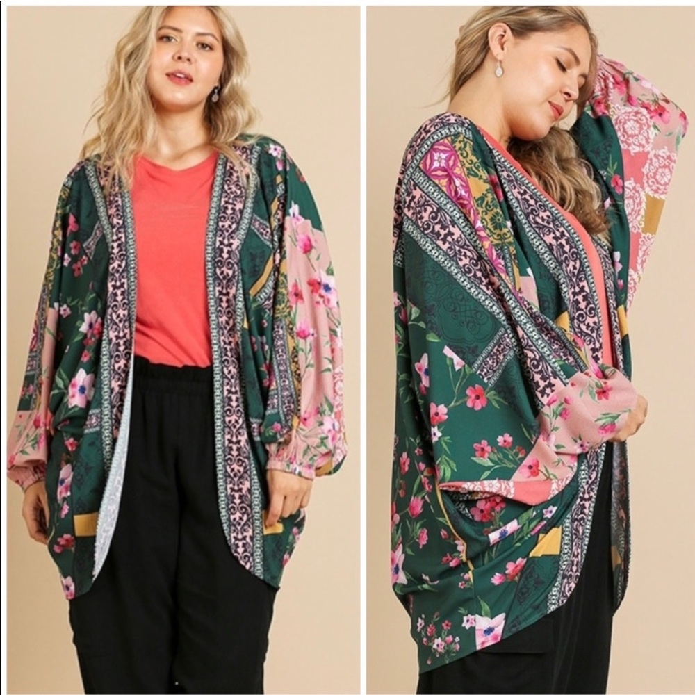 Umgee Open Front Scarf Print Kimono💕🌸 - Picture 5 of 7